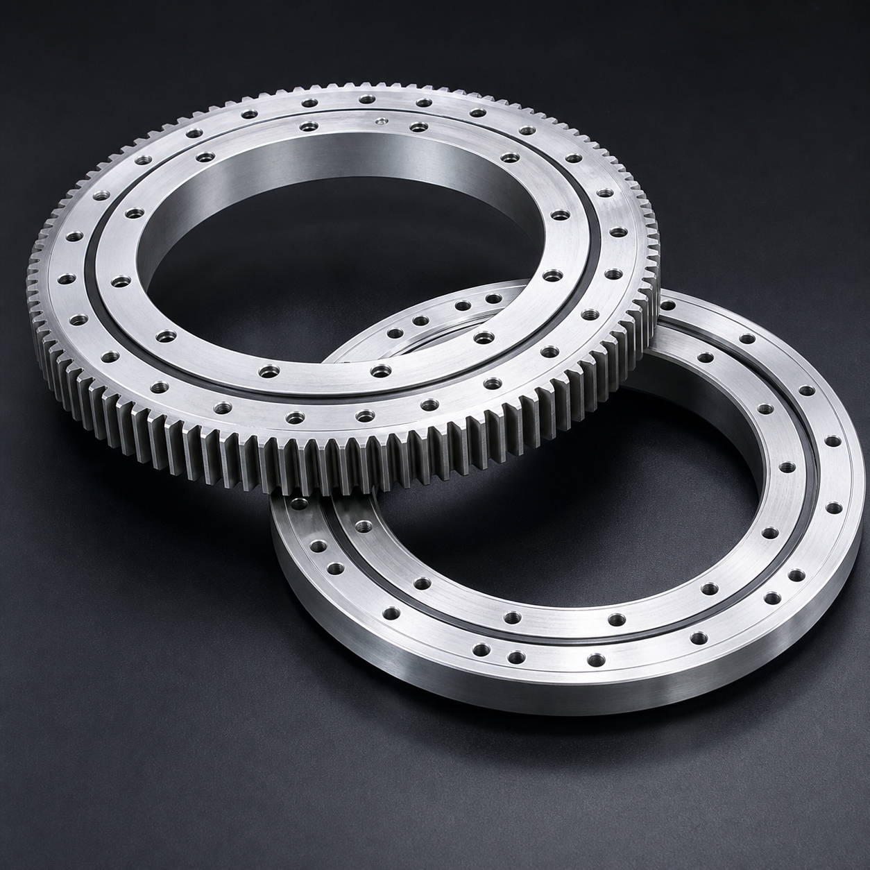 Two slewing ring bearings